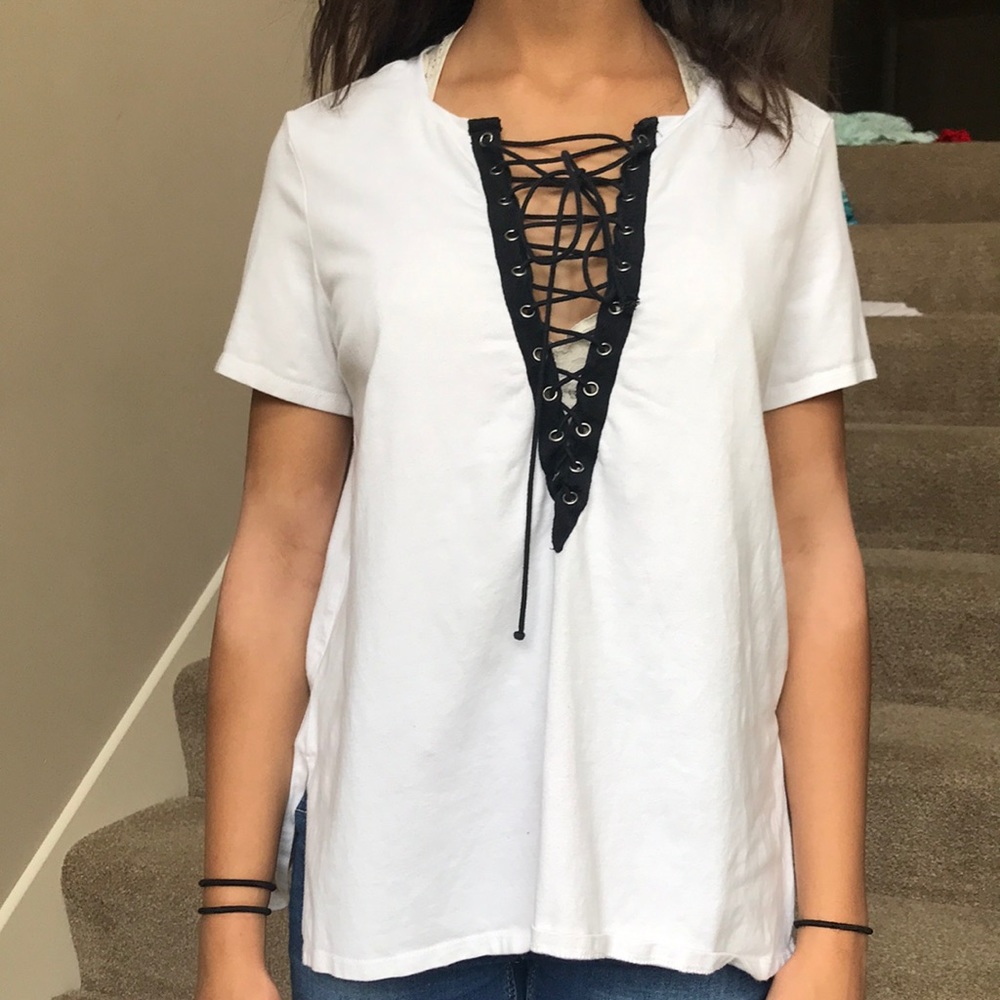 White laced up top